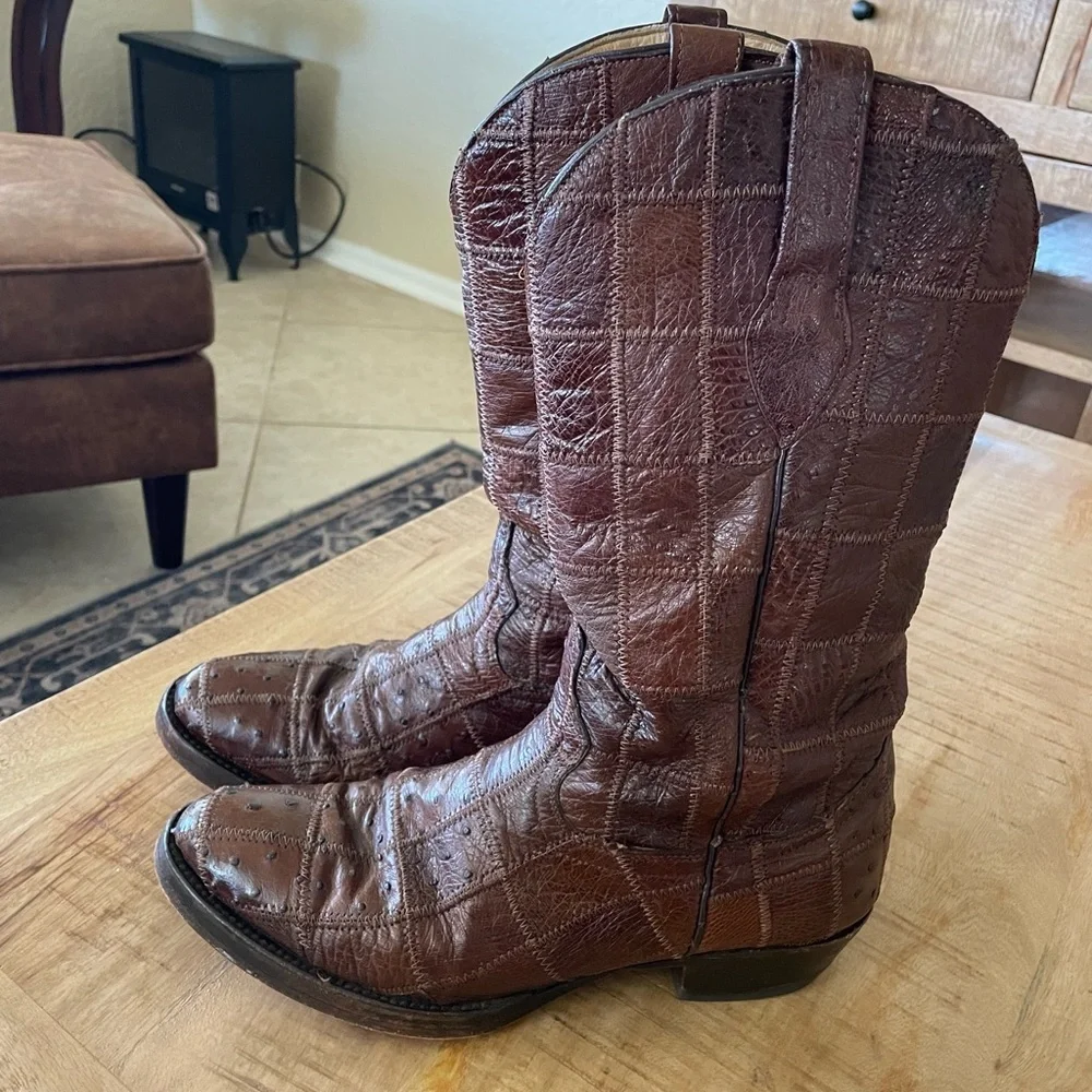 Mens Corral Western Ostrich Boots Size 9.5 - Picture 4 of 11